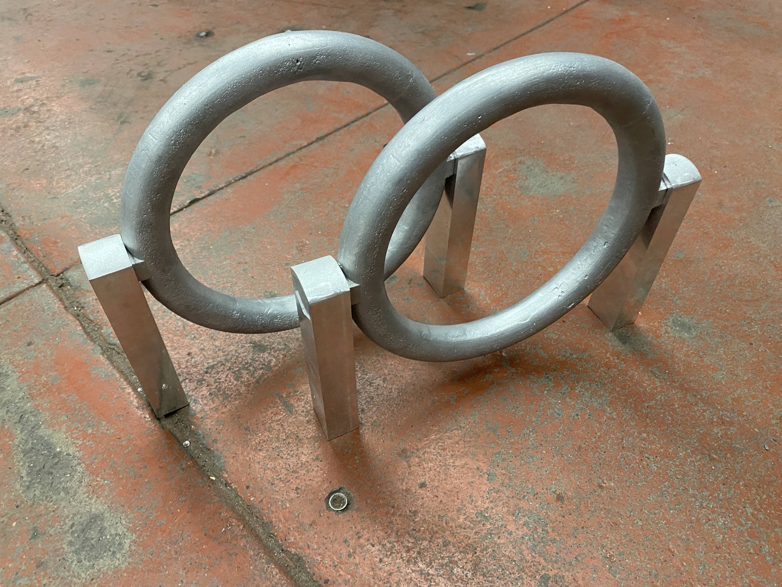 Pair of Ringallets assembled with rings on legs but without baseplates yet.