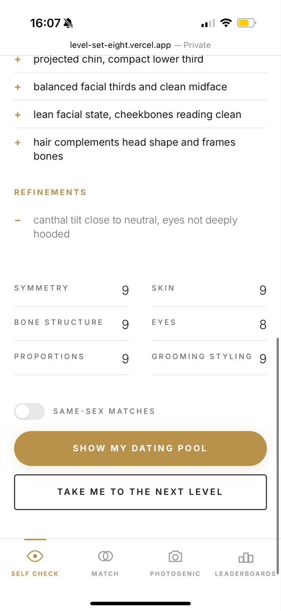 Score result category breakdown